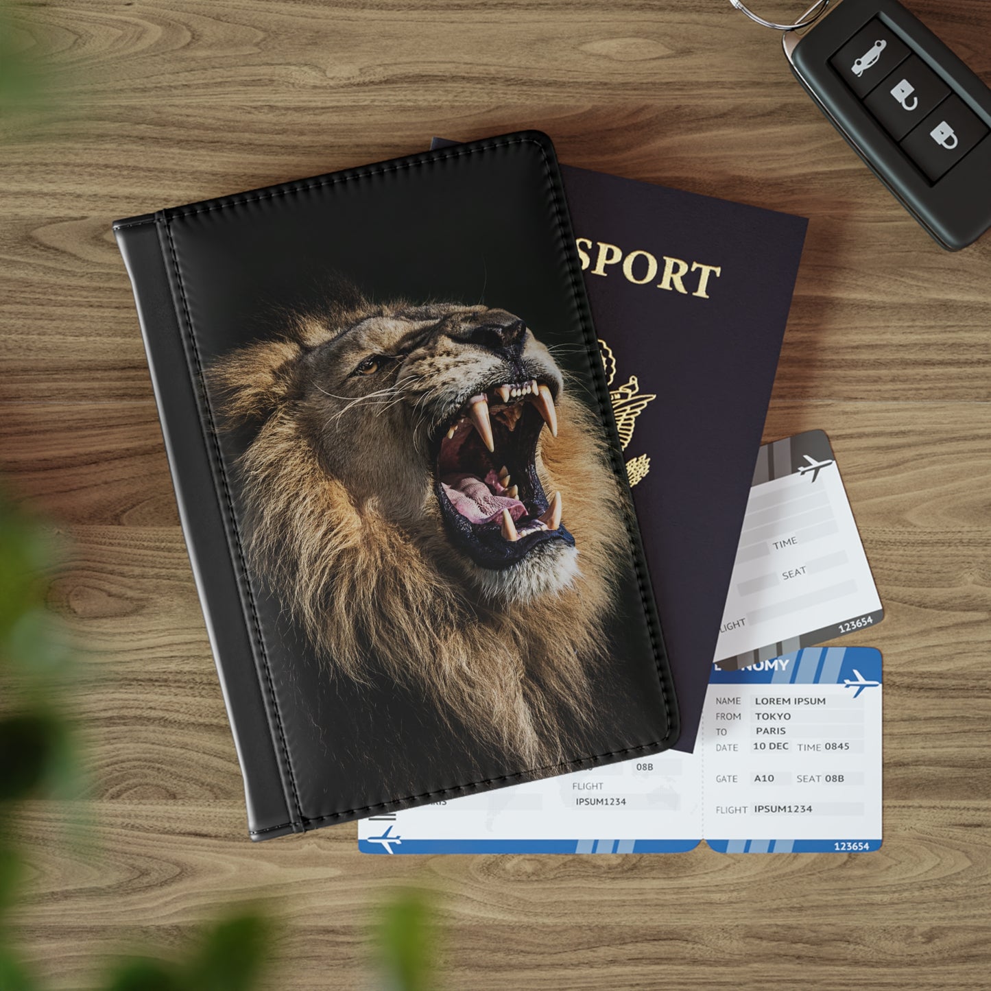Roaring Lion Design Passport Cover
