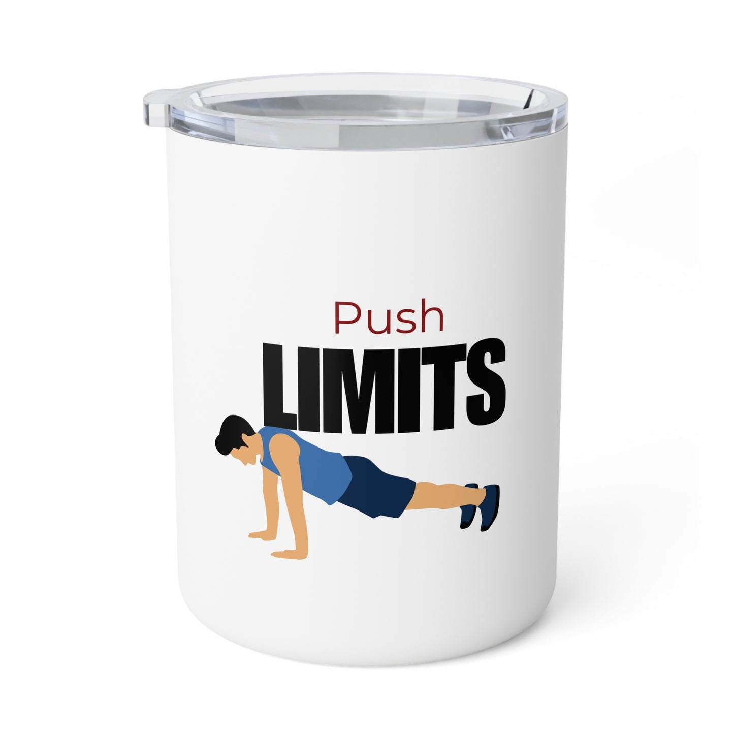 10oz Insulated Coffee Mug with Push Limits Design