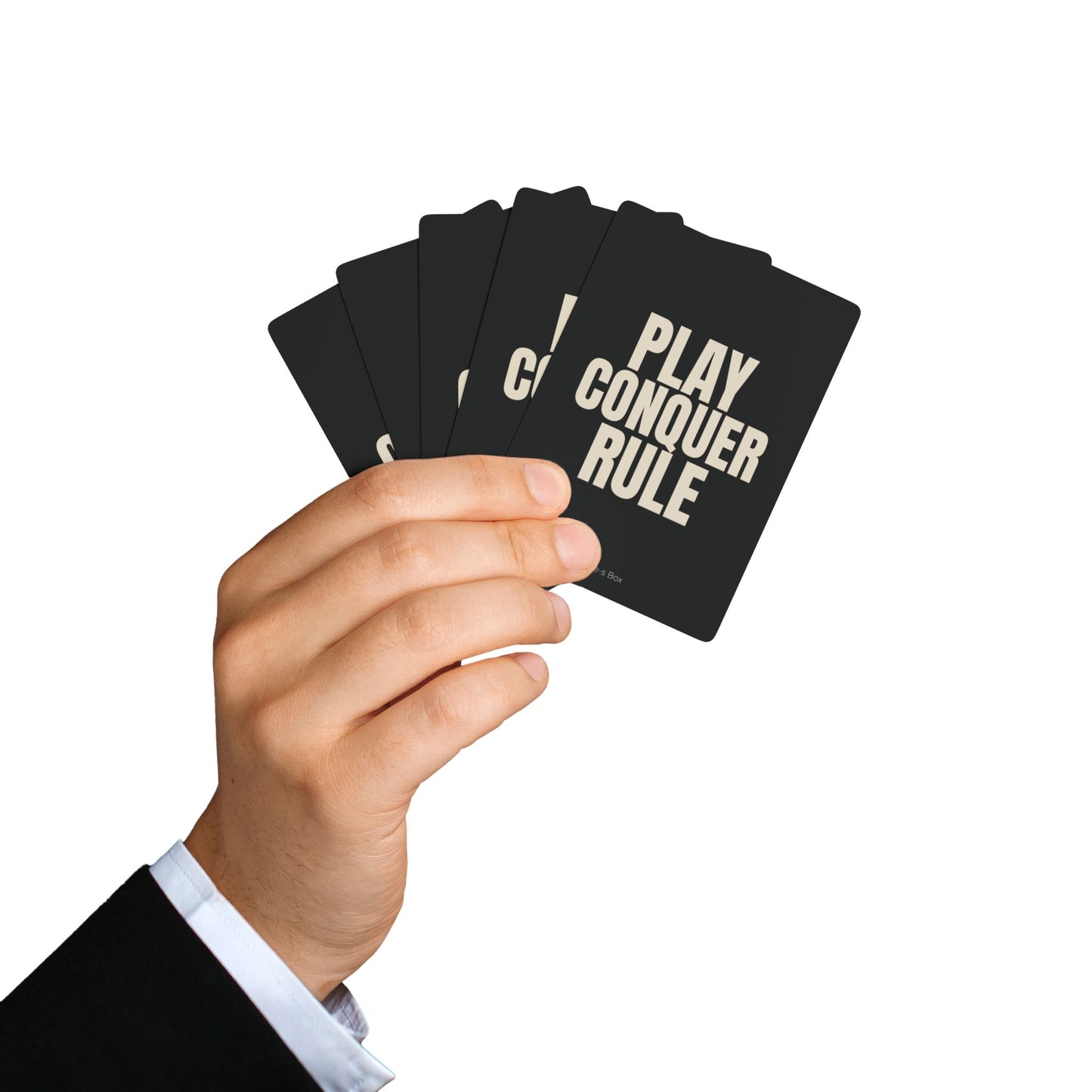 PLAY, CONQUER, RULE Poker-Themed Playing Cards Set