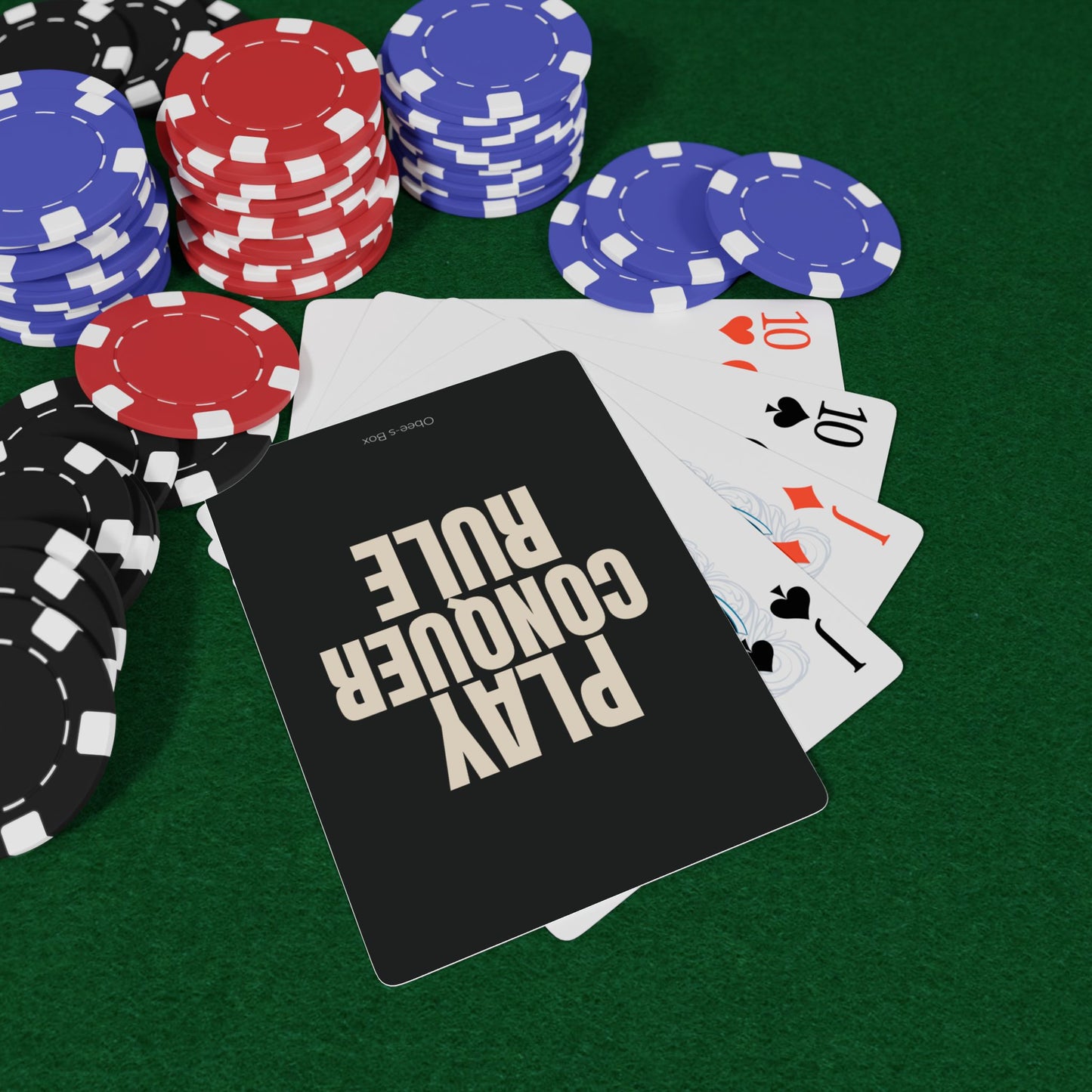 PLAY, CONQUER, RULE Poker-Themed Playing Cards Set