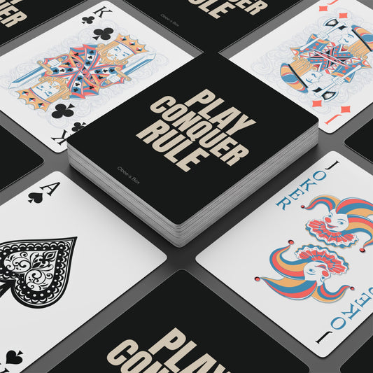 PLAY, CONQUER, RULE Poker-Themed Playing Cards Set