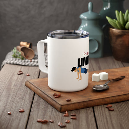 10oz Insulated Coffee Mug with Push Limits Design
